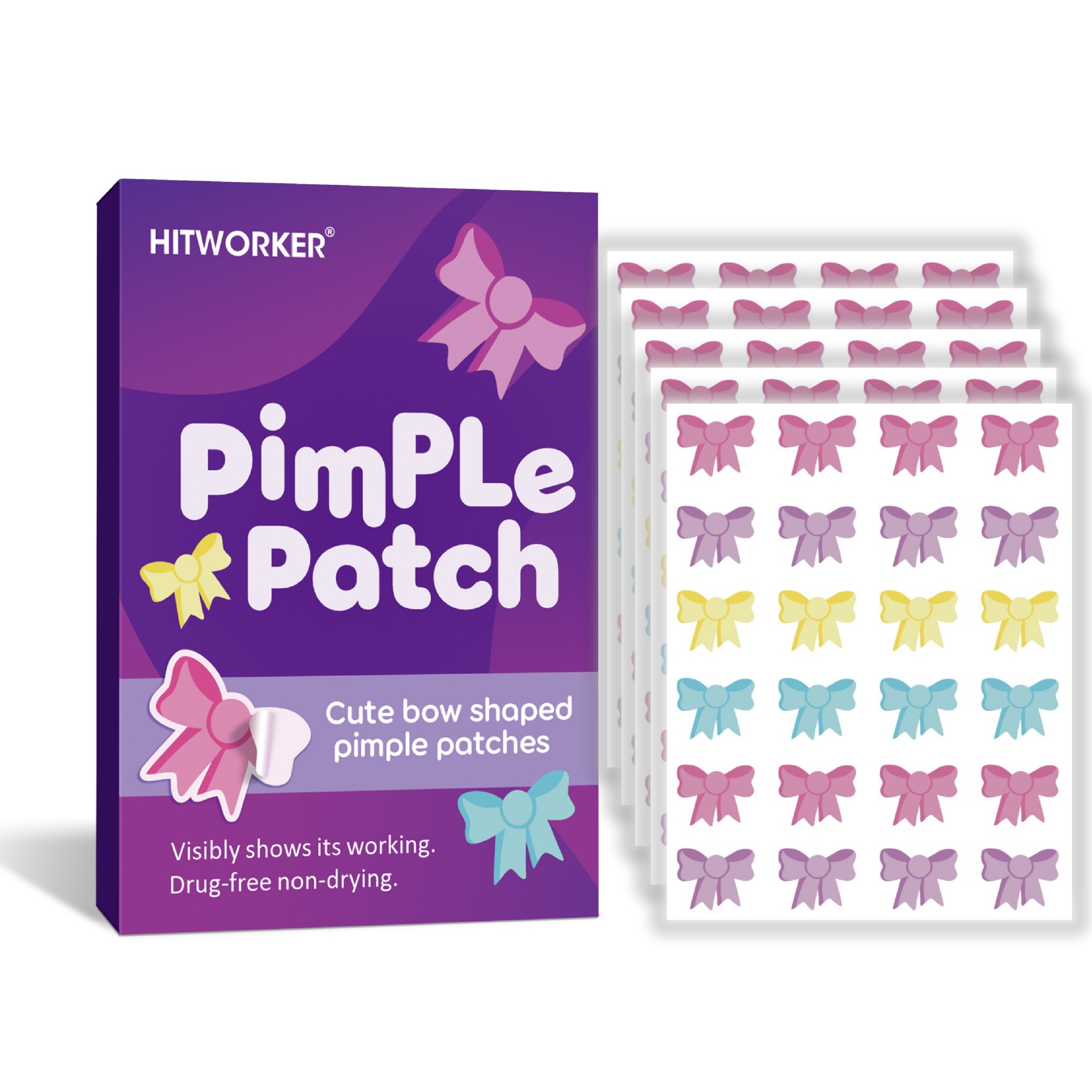 Face Oil - 120Pcs Bow Shaped Acne Pimple Patches,