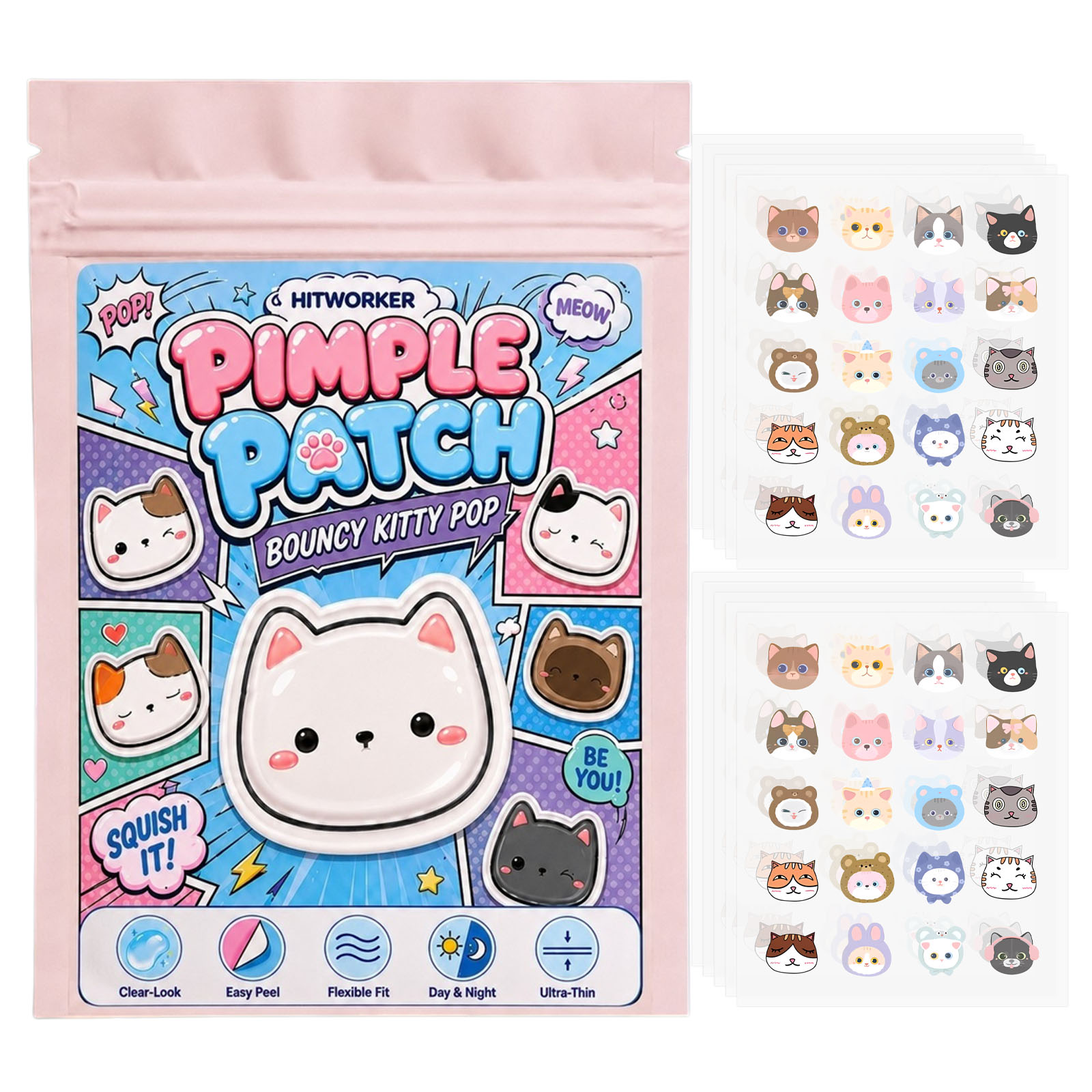 100pcs Cute Cat Pimple Patches - Night Cream 评论和价格